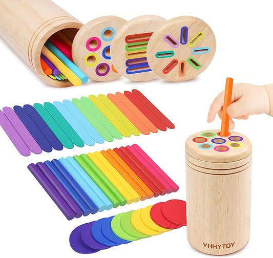 Montessori Toys for 2 3 4 Years Old, 3 in 1 Educational Sensory Color Sorting Toys for Toddlers 1-3, Fine Motor Skills Preschool Learning Activities, 2 3 4 Year Old Girls Boys Birthday Gifts