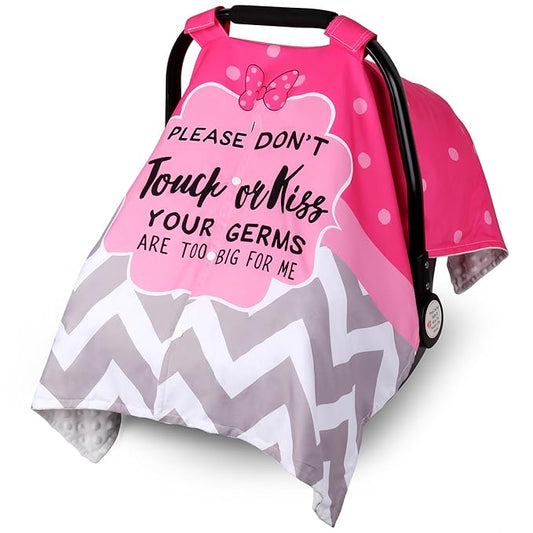 Metplus 2 in 1 Writing Style Baby Car Seat Cover, Car Seat Canopy for Babies, Mom Multiuse Nursing Cover, Minky Baby Carrier Covers, Newborn Boy Girl, Peekaboo Opening
