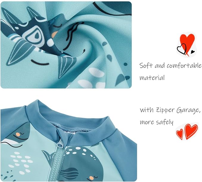 UMELOK Baby Boys UPF 50+ Sun Protection One Piece Rashguard Swimsuit with Snap Bottom