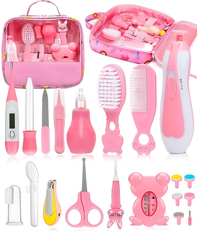Baby Healthcare and Grooming Kit, Electric Safety Nail Trimmer Baby Nursery Kit, Newborn Care Kits with Hair Brush Comb for Newborn Infant Toddlers Baby Boys Girls Kids, Baby Shower Gifts