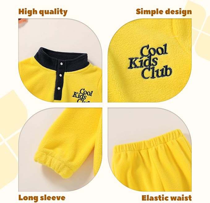 YOUNGER TREE Toddler Boy Girl Clothes Fleece Fall Winter Outfit Baby Long Sleeve Button Sweatshirt and Pants Sweatsuits Set