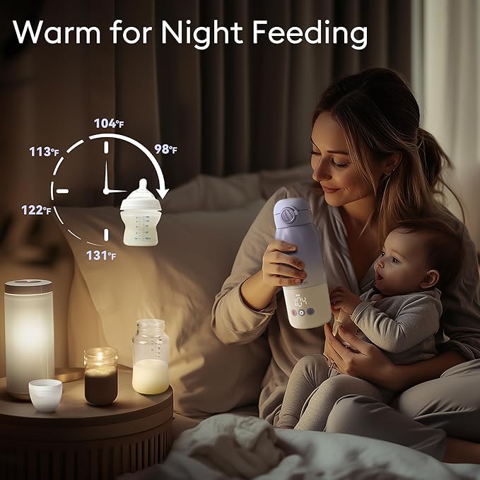 Portable Bottle Warmer for Travel, Dual Heating Modes for Breastmilk & Water Formula, Milk Warmer On The Go with Fast Heating & Long Battery Life, 10 Ounces Large Capacity