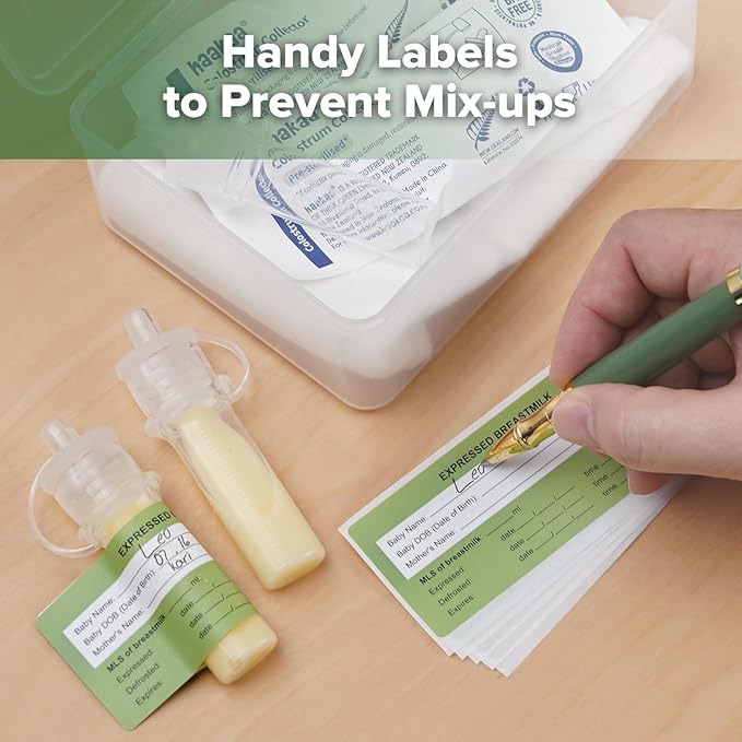 haakaa Colostrum Collectors 6ml/6pcs Pack - Collect, Store & Feed Colostrum in One, Ready-to-Use Individually Wrapped, Reusable & Leakproof, Include Cloth Wipe and Cleaning Brush