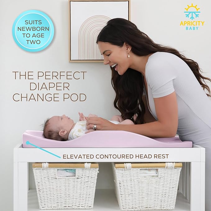 Apricity Baby Wipeable Changing Pad - Waterproof Baby Changing Pad with Raised Sides, Extra-Large 31.5" x 19.7" Diaper Changing Pad for Newborn to Toddler (Pink)