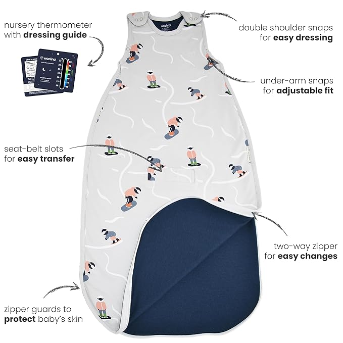 Woolino 4 Season Sleep Sack - Ultimate Merino Wool Sleeping Bag - Two-Way Zipper Adjustable Universal Size Sleep Sack for Baby (2-24 Months) - Indigo