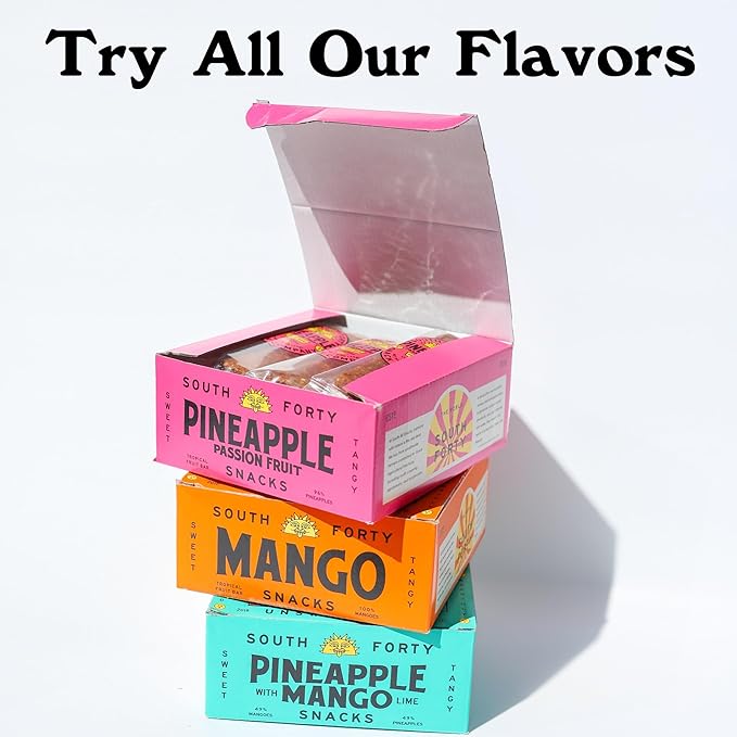 South 40 Snacks Tropical Mango Fruit Bar, just 1 Ingredient, No Added Sugar, Real Dried Fruit Leather (35g Bar, Pack of 18)