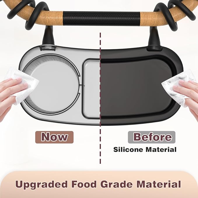 Upgraded Universal Stroller Snack Tray, Cup Holder Stroller Tray with Silicone Flexible Arms Grip, Stroller Tray Attachment for Baby Toddler Holder Stroller Accessories for Snacks On The Go
