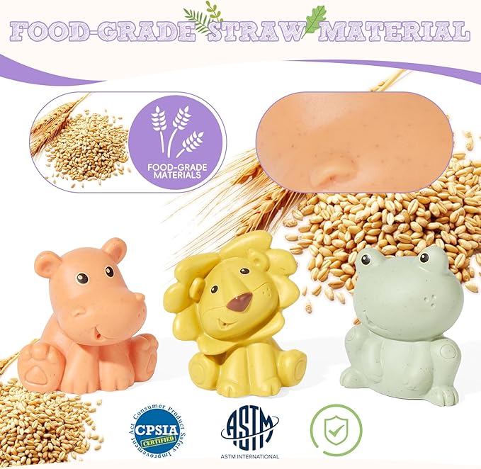 Bath Toys, Wild Animal 9 Pack | Sealed, No Hole & Mold Free Bath Toys Design | Soft, Squeezable & Float on Water | Safe, Easy-Grip Baby & Toddler Bath Toy Set | Baby Pool Toys