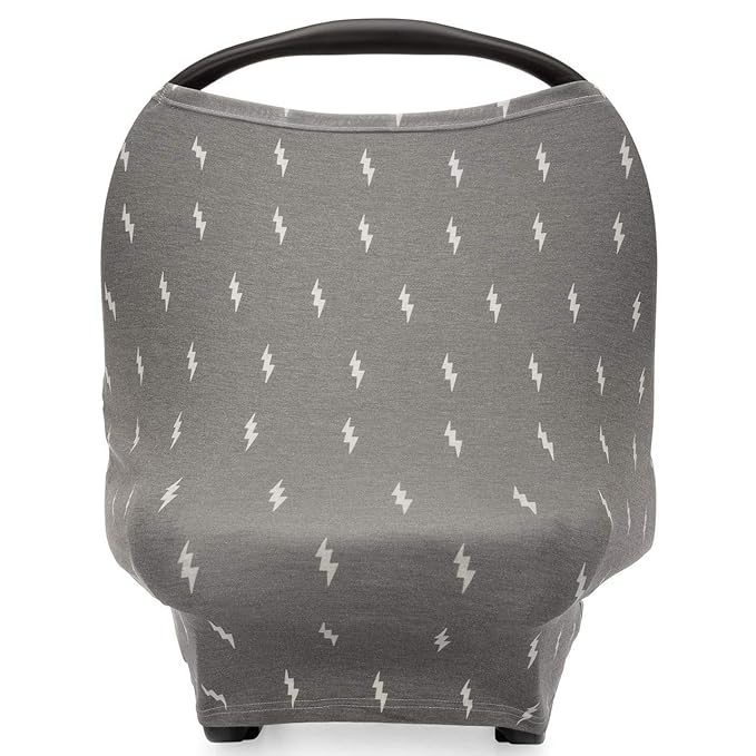 Parker Baby Co. 4 in 1 Car Seat Cover for Girls and Boys - Stretchy Carseat Canopy, Nursing Cover, Grocery Cart Cover, High Chair Cover - Storm