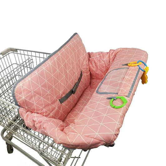 Shopping Cart Covers for Baby Girl, Cotton High Chair Cover, Toddler Grocery cart Cushion, Infant Cart Cover for Babies Girl, Machine Washable (Pink)