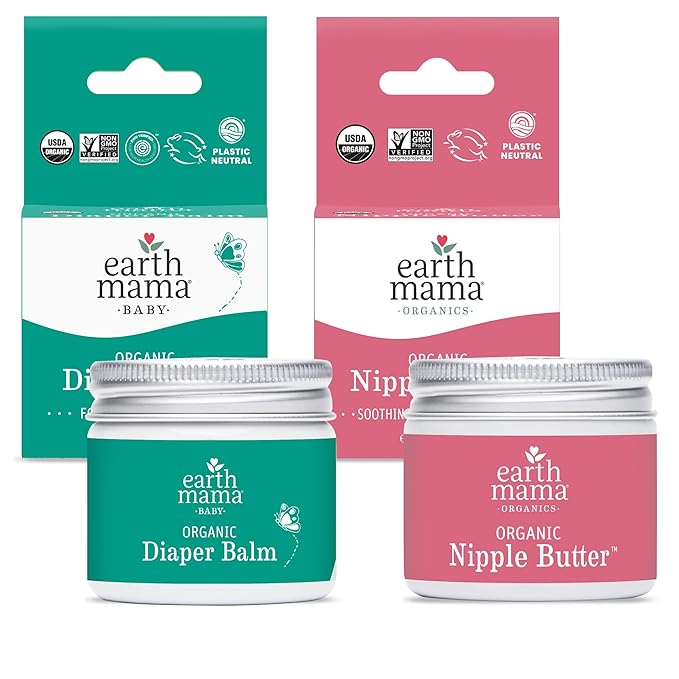 Earth Mama Nipple Butter™ & Diaper Balm | Nipple Cream & Organic Skincare for Baby | Breastfeeding & Postpartum Essentials Bundle