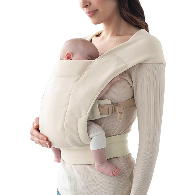 Ergobaby Embrace Baby Carrier Newborn to Toddler - Breathable Baby Carriers for Summer - Cozy Essentials (7-25 Pounds), Ponte Knit, Cream