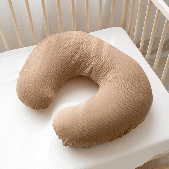 Konssy Muslin Nursing Pillow Covers, 100% Cotton Soft & Adorable Covers for Breastfeeding Pillows, Slipcovers for Newborn Baby Boys & Girls