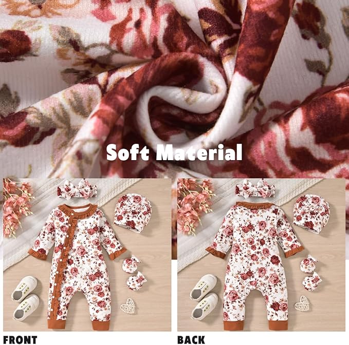 Aalizzwell Baby Girls Romper Outfit Fall Winter Clothes with Accessories