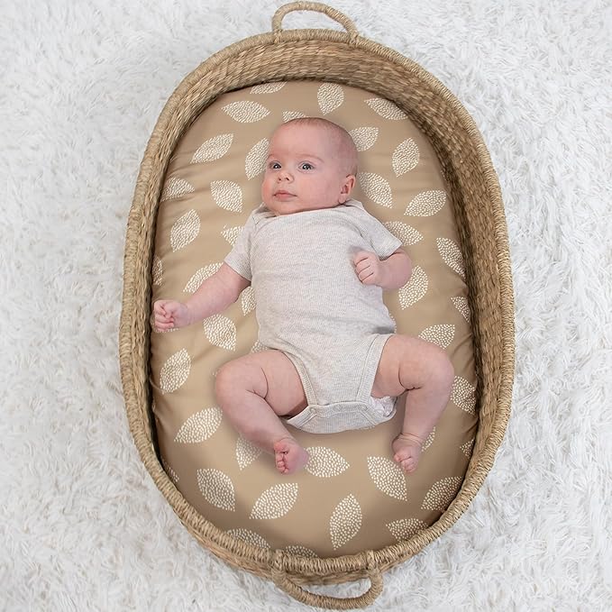 The Peanutshell Baby Bassinet Sheets 4-Pack - Soft, Oval & Fitted Baby Girls or Boys Sheet, Rectangle, Fitted Covers for Crib, Halo Bassinet Mattress - Safari Neutral