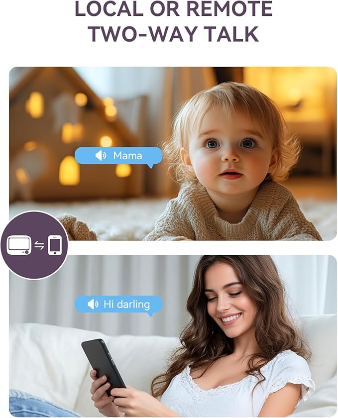 Smart WiFi Baby Monitor - 5" 1080P Split Screen & 2K Camera App Control, Motion Alerts, Sound Detection, HD Night Vision, 5050mAh Battery, 2-Way Talk, Multi-User, Triple Security, 1600ft Range
