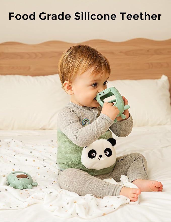 Momcozy Glow Baby Kit, Baby Shower & Registry Essential Kit for Grooming & Cleansing Care, Includes Electric Nail File, Teether, Bath Brush, Cradle Cap Brush,Comb, Finger Toothbrush,Newborn Must-Have