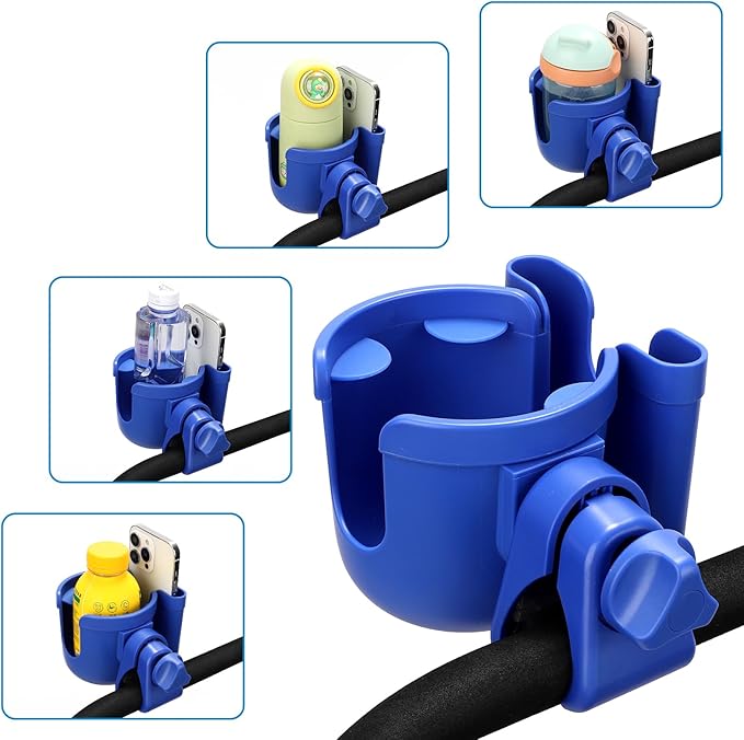 Accmor Stroller Cup Holder with Phone Holder, Bike Cup Holder, Universal Cup Holder for Uppababy Nuna Doona Strollers, 2-in-1 Cup Phone Holder for Stroller, Bike, Wheelchair, Walker, Scooter