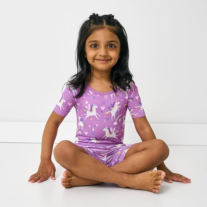 Little Sleepies Pajama Set w/Short Sleeve Shirt & Shorts, Viscose from Bamboo Toddler Pajamas, Girl & Boys Pajamas for Kids