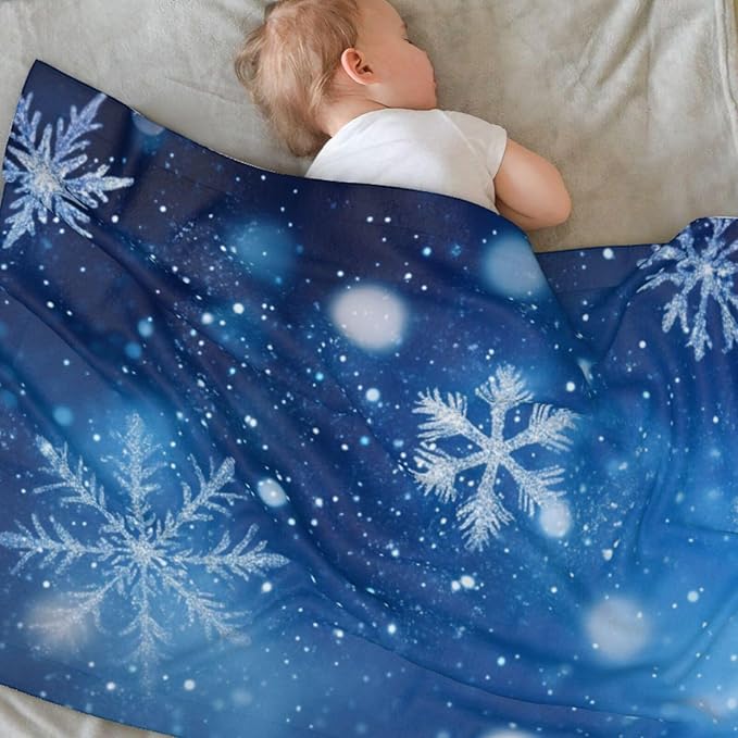 Baby Blanket Snowflake Snow Christmas Pattern Winter for Boy Girl Newborn 30x40 Inch Toddler Infant Nursery Throw Blankets Double Layer Comfy Soft Plush Stroller Crib Quilt