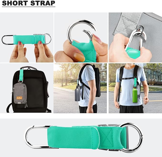 Elastic Jacket Gripper with D-Ring Hook and Buckle, ZINZ D-Ring Hook Baggage Suitcase Straps Belts Travel Accessories, Makes Your Hands Free