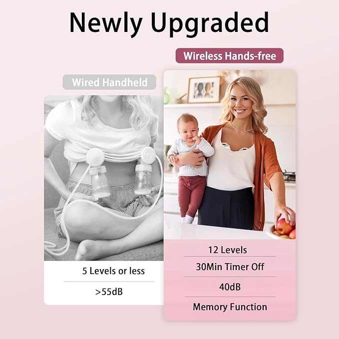 Wearable Breast Feeding Pump Portable, Electric Breast Pump Hands Free with 4 Modes &12 Levels,Strong Suction, LED Display, 24mm Sealed Flange,2 Pack (Grey)