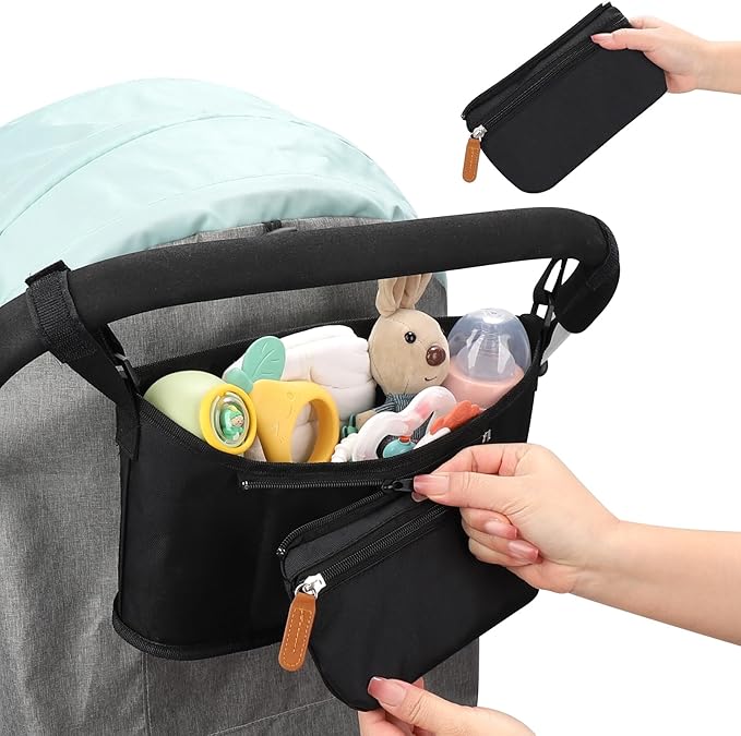 Accmor Universal Stroller Organizer with Detachable Phone Bag, Stroller Bag Caddy Organizer Stroller Accessories for Uppababy, Baby Jogger, Nuna, Doona, Britax Strollers
