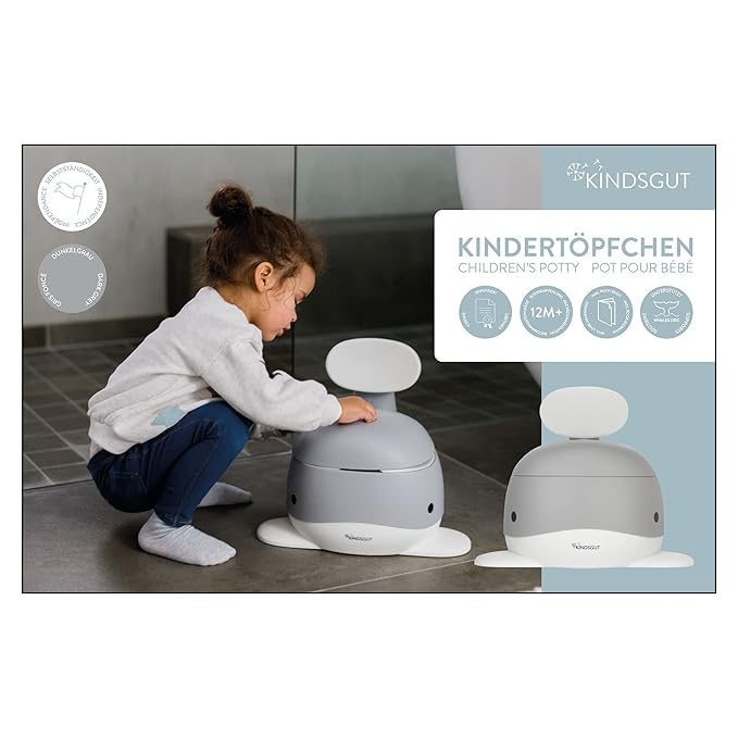 Kindsgut Potty Training Toilet in Whale Design, Designed in Germany, Potty Training in a Beautiful Design, Dark Grey