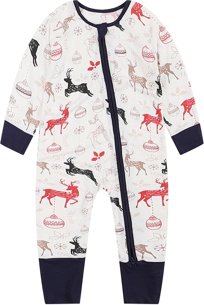 OPAWO Viscose from Bamboo Baby Pajamas Girl 2pack Mittens Cuff 2 Way Zipper Soft Footless Sleeper Baby Boy One-Piece Romper