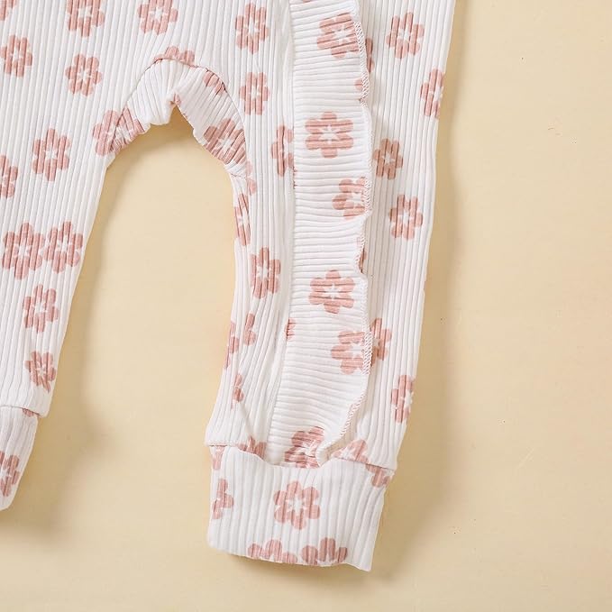 Cute Floral Floral Print Long Sleeve Infant Newborn Baby Girl Clothes Baby Girl Jumpsuit