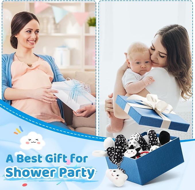 Car Seat Toys Hanging and Stroller Toys for Babies 0-6 Months,High Contrast Baby Toys for Newborn 0 3 Months Brain Development,Black and White Baby Toys for Crib Mobile,Infant Ideal Gift