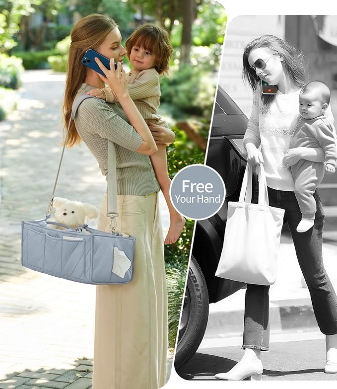 Baby Diaper Caddy with Adjustable Shoulder Strap – Multi-Functional Organizer Diaper Bag Gift for Newborn Essentials, Baby Registry must-have, Wipes & Changing Needs with Straps for Stroller