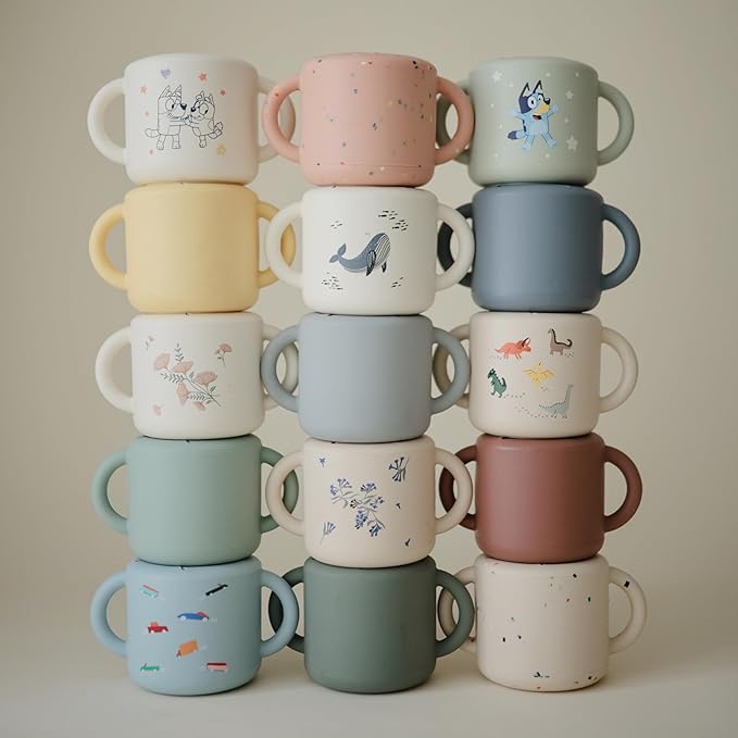 mushie Silicone Snack Cup | Spill Proof Food Container for Toddler and Baby (Retro Cars)