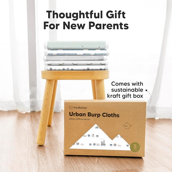 Organic Burp Cloths Baby Boy & Girl - 5-Pack Super Absorbent Cotton Burping Cloths for Babies, Soft & Plush Newborn Spit Up Rags, Infant Towels for Milk Spit Up, Unisex, Large 21" x 10" (Vessels)