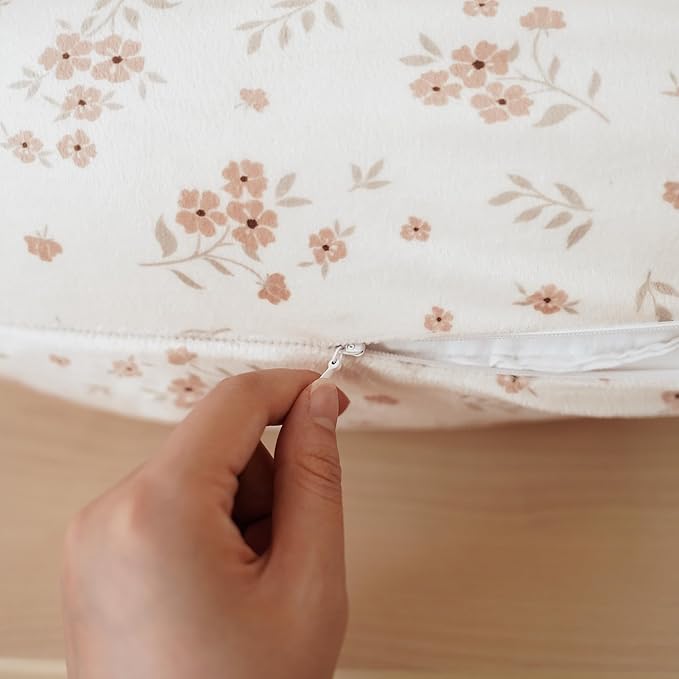 Konssy 2 Pack Nursing Pillow Covers, Soft and Comfortable Nursing Cover for Breastfeeding Pillows, Pillow Slipcover for Baby Girls Boys Newborn(Pink, Pink Spring)