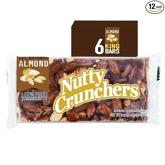 Nutty Crunchers All Natural Ingredients Large Bars (6 King Bars/box, Almond)