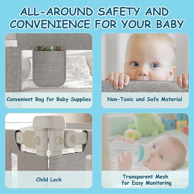 3-Pack Bed Rails for Toddlers with Headboard Rod - Height Adjustable Baby Bed Rail Guard Specially Designed for Twin Size (74.8 x 74.8 x 39 Inch)