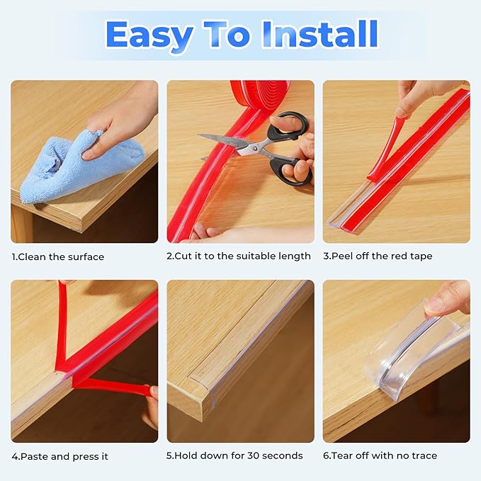 Edge Corner Protector Baby Proofing, Clear Soft Corner Protectors Baby Proof, Furniture Corner Guard & Edge Safety, Edge Protector for Table and Fireplace(19.6ft L*1.56inch W*0.14inch H)