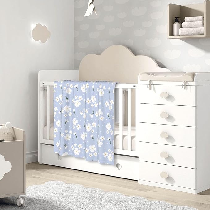 Baby Blanket Daisy Flower Purple Floral Spring for Boy Girl Newborn 30x40 Inch Toddler Infant Nursery Throw Blankets Double Layer Comfy Soft Plush Stroller Crib Quilt