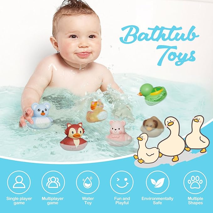 25PCS Rubber Ducks,Toddler Bath Toys,No Hole Bathtub Toys,Baby Pool Toys for 18 Months and Older