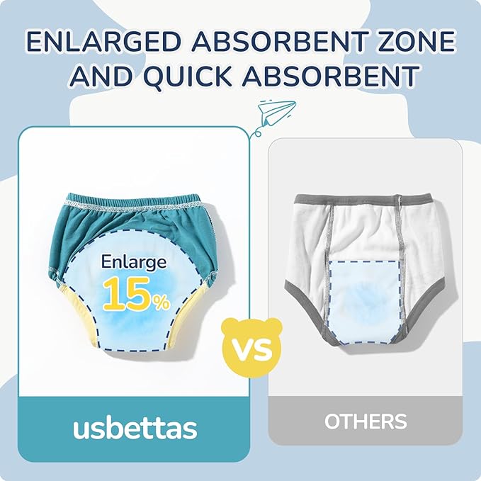 Toddler Potty Training Underwear for Kids, Cotton Reusable Waterproof Potty Training Pants Size 2t,3t,4t,5t,6t