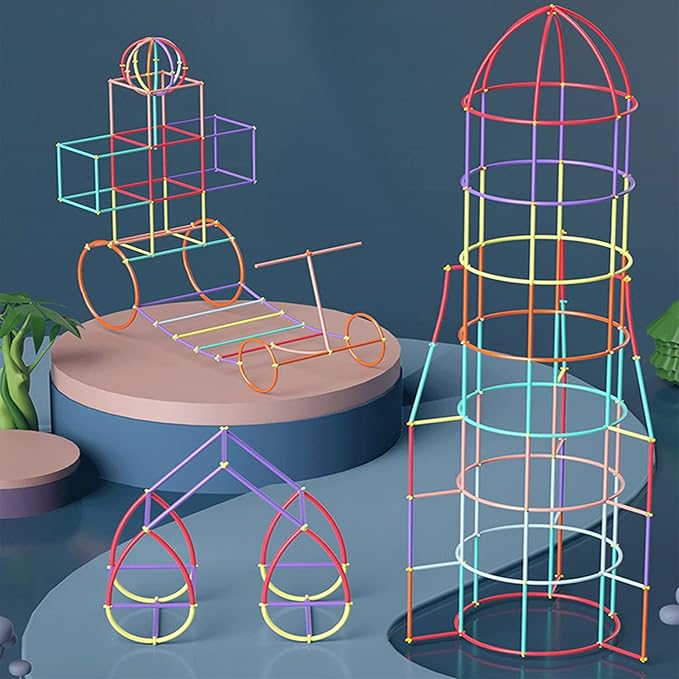 ZOZOPLAY Straw Constructor STEM Building Toys 800 Piece Straws and Connectors Building Sets Colorful Motor Skills Interlocking Plastic Engineering Toys Best Educational Toys Boy & Girl