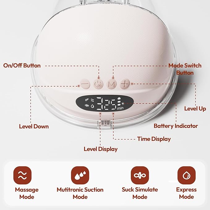 NCVI Hands Free Breast Pump, Wearable Breastfeeding Pump, Portable Rechargeable Milk Pump with LED Display, Low Noise & Discreet