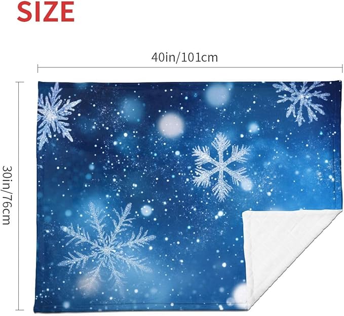 Baby Blanket Snowflake Snow Christmas Pattern Winter for Boy Girl Newborn 30x40 Inch Toddler Infant Nursery Throw Blankets Double Layer Comfy Soft Plush Stroller Crib Quilt