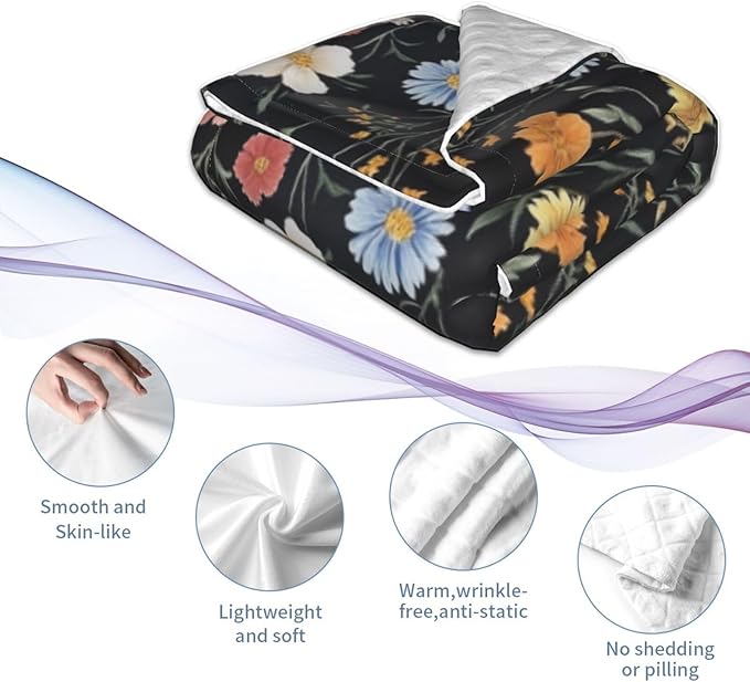 Baby Blanket Vintage Botanical Flower Wildflower for Boy Girl Newborn 30x40 Inch Toddler Infant Nursery Throw Blankets Double Layer Comfy Soft Plush Stroller Crib Quilt