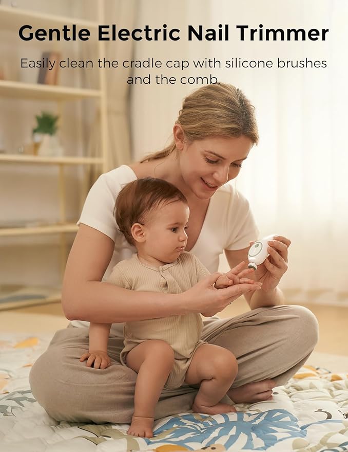 Momcozy Glow Baby Kit, Baby Shower & Registry Essential Kit for Grooming & Cleansing Care, Includes Electric Nail File, Teether, Bath Brush, Cradle Cap Brush,Comb, Finger Toothbrush,Newborn Must-Have