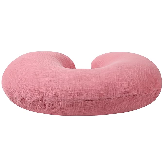 Onacosht Muslin Nursing Pillow Cover 2 Pack 100% Cotton Ultra Soft Breastfeeding Pillow Covers for Baby Boy and Girl, Feather and Pastel Violet