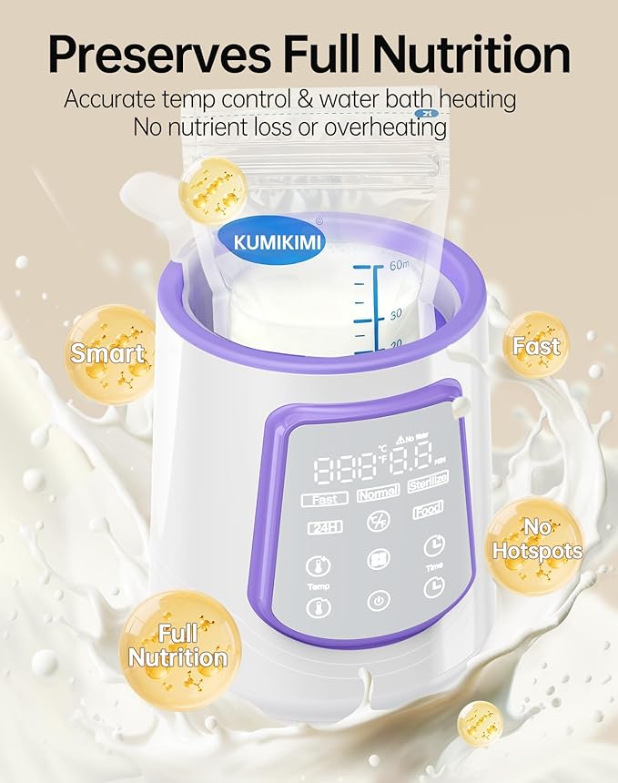 Fast Baby Bottle Warmer for Breastmilk, Smart 12 in 1 Breast Milk Warmer for Baby Essentials with Timer Temperature Control, Sterili-zing, Water Bath Technology, Baby Warmer for All Bottles Food Jars