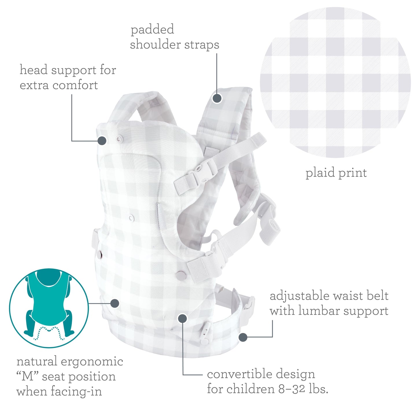 Infantino Flip 4-in-1 Convertible Baby Carrier, Adjustable, Ergonomic Babywearing, Registry Essential, Baby Carrier for Newborn to Toddler, Gray