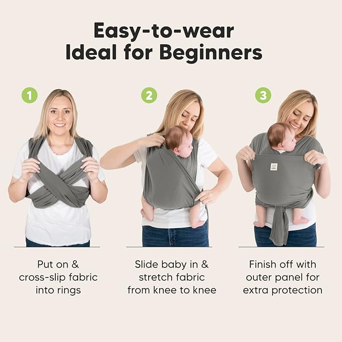 KeaBabies Baby Wrap Carrier Ring Sling - Easy to Wear, Adjustable D-Lite Baby Carrier Newborn to Toddler, Infant Carrying Shirt, Hands Free Bonding, Breathable Fabric Wearing Wrap (Graphite)